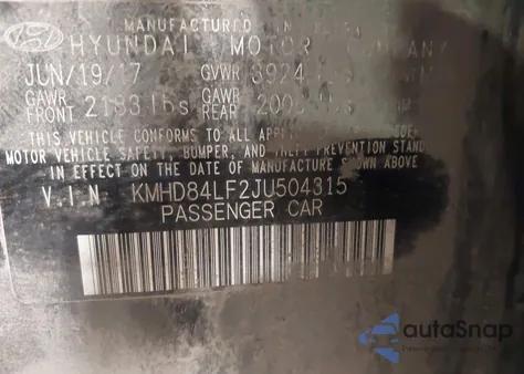 2018 Hyundai Elantra Sel из США, поврежденный, VIN KMHD84LF2JU504315